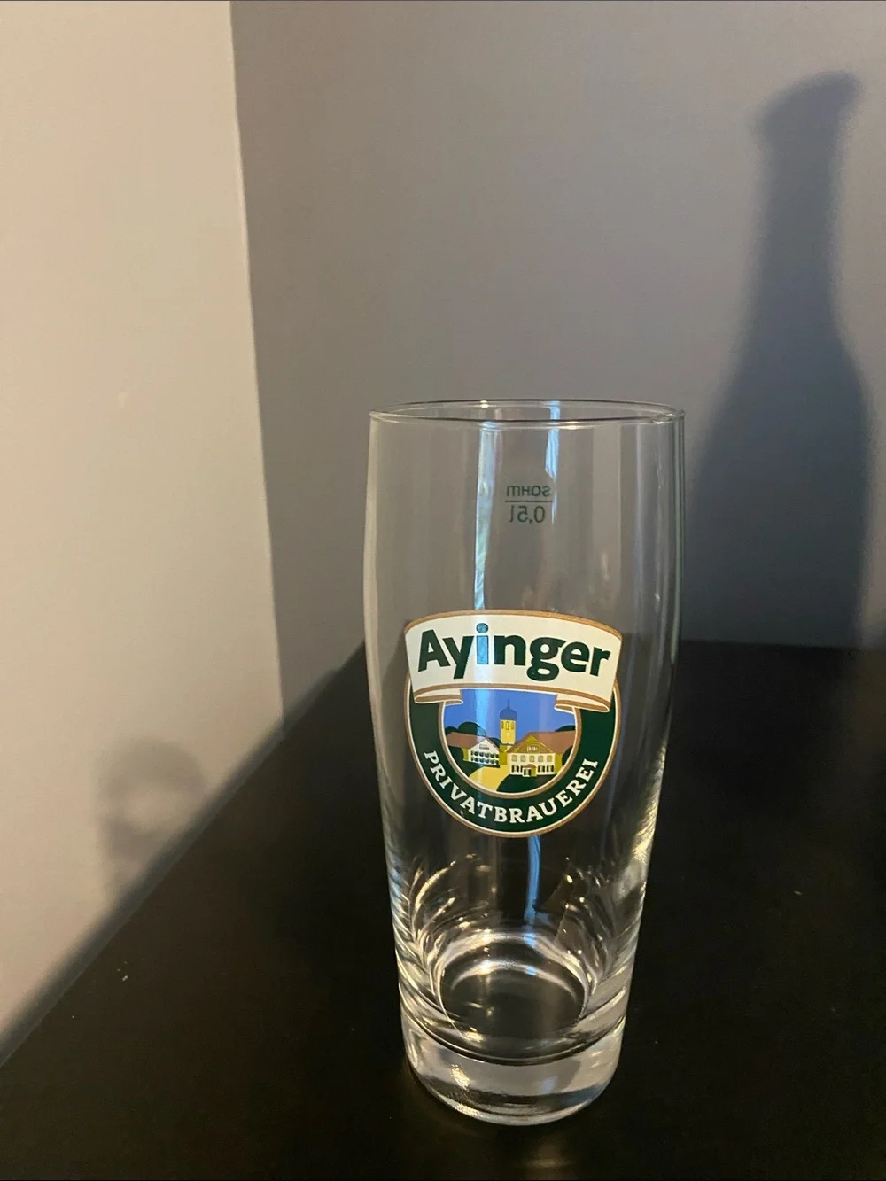 Ayinger Privatbrauerei Beer Glass in Clear & Green 0.5L